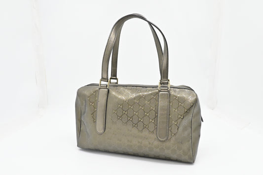 Gucci Boston Bag in Pewter Imprime Canvas