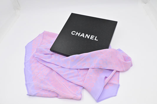 Chanel Scarf in Purple and Pink Silk