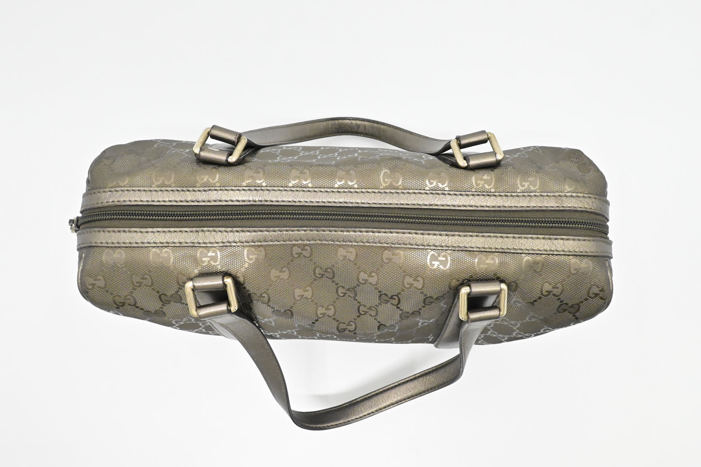Gucci Boston Bag in Pewter Imprime Canvas