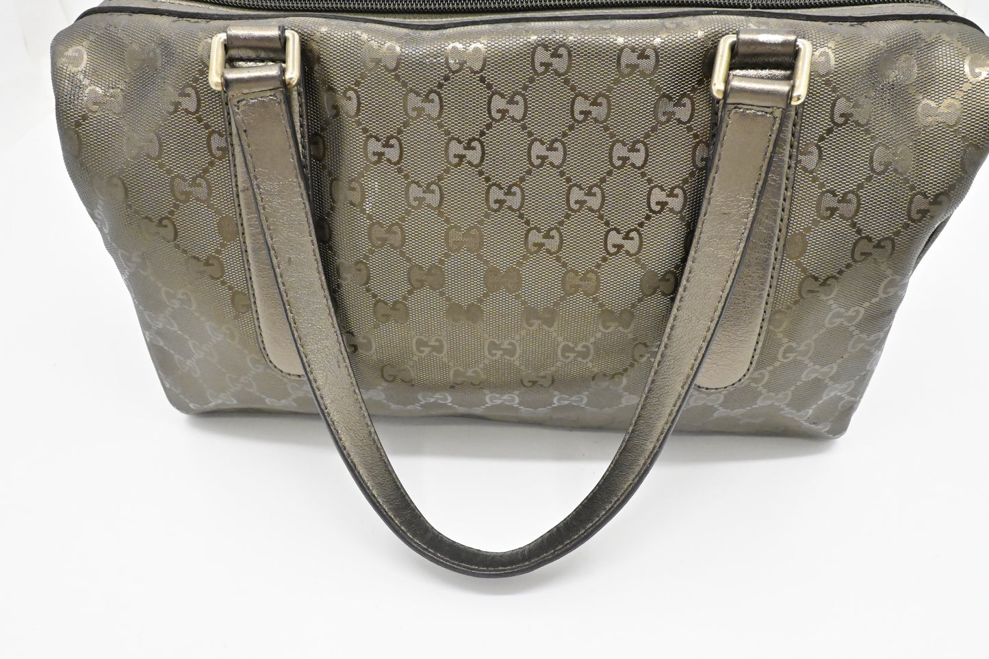 Gucci Boston Bag in Pewter Imprime Canvas