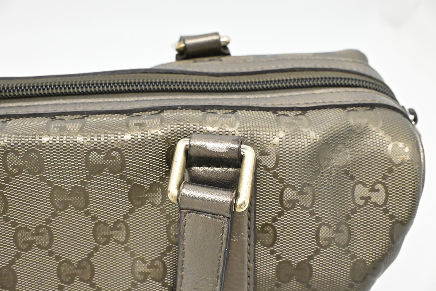 Gucci Boston Bag in Pewter Imprime Canvas