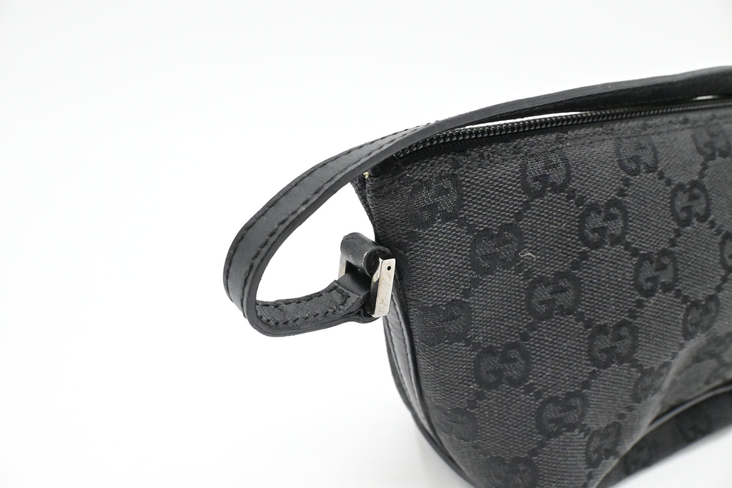 Gucci Boat Bag in Black GG Canvas