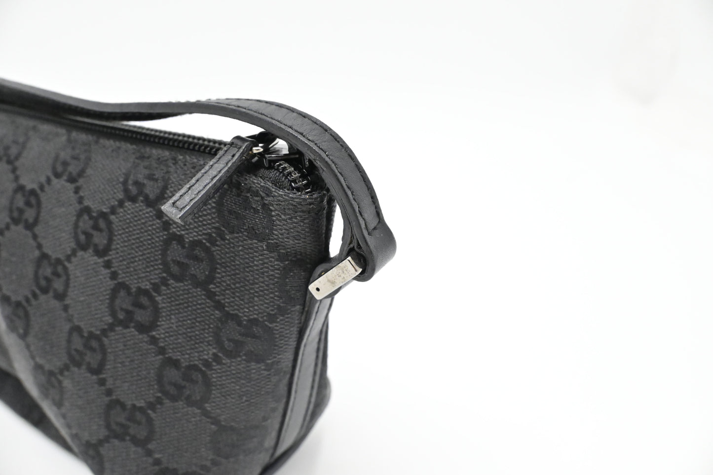 Gucci Boat Bag in Black GG Canvas