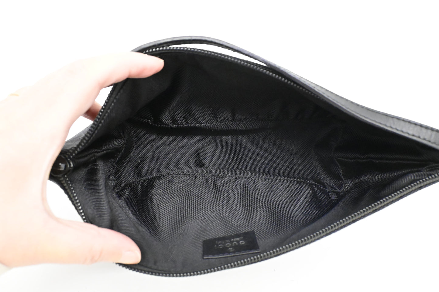 Gucci Boat Bag in Black GG Canvas