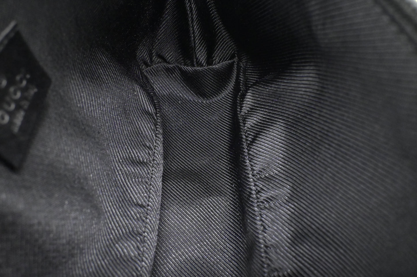 Gucci Boat Bag in Black GG Canvas
