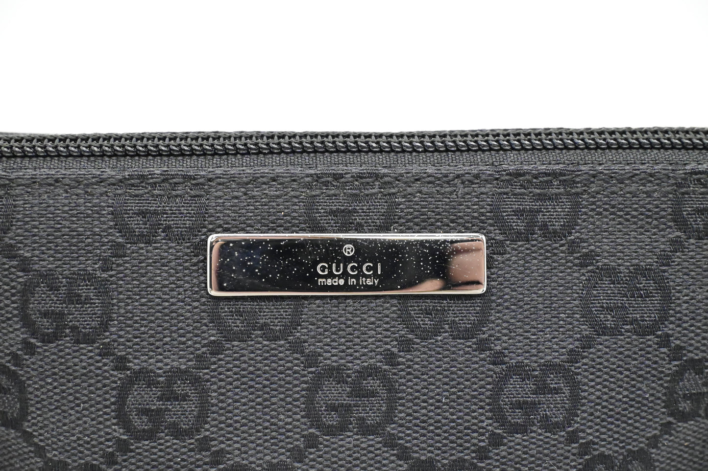 Gucci Boat Bag in Black GG Canvas