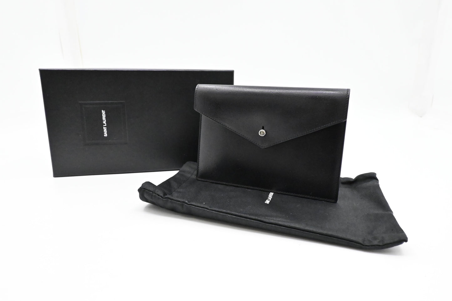YSL Saint Laurent Envelope in Black Leather