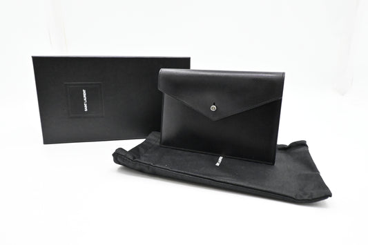 YSL Saint Laurent Envelope in Black Leather