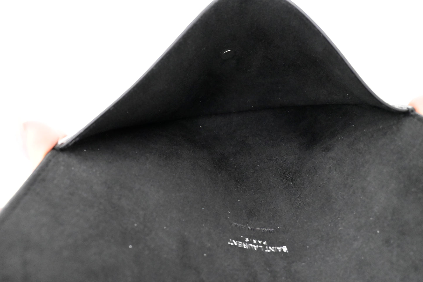 YSL Saint Laurent Envelope in Black Leather