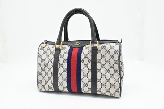 Gucci Boston Bag in Navy GG Supreme Canvas