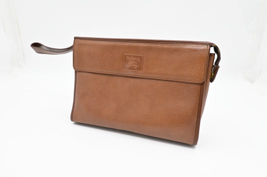 Burberry Wristlet Pouch in Brown Leather