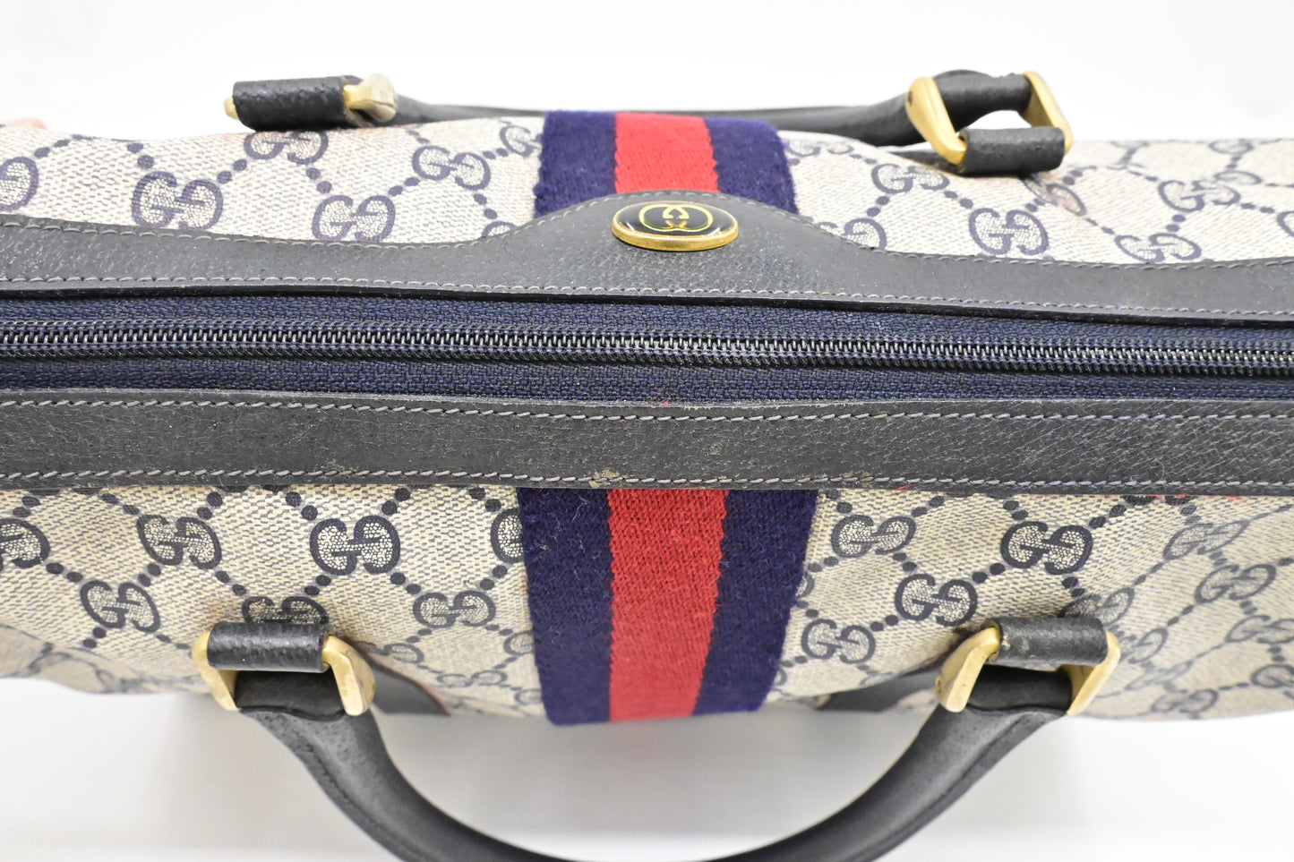 Gucci Boston Bag in Navy GG Supreme Canvas