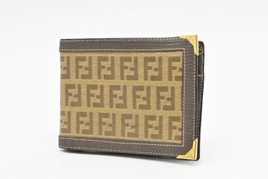 Fendi Bifold Wallet in Beige Zucchino Canvas