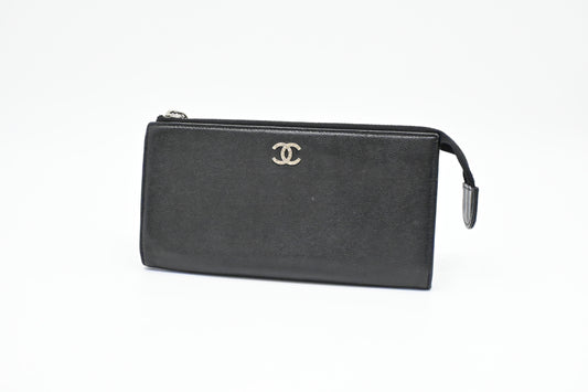 Chanel Zippy Long Wallet in Black Caviar Leather