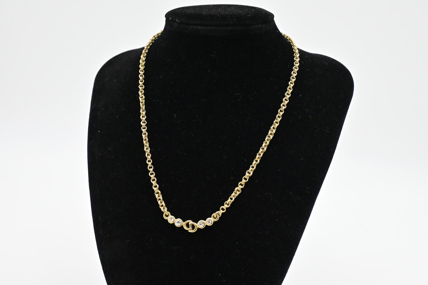 Dior Initials Necklace with Rhinestones