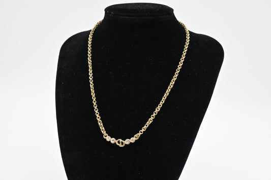 Dior Initials Necklace with Rhinestones