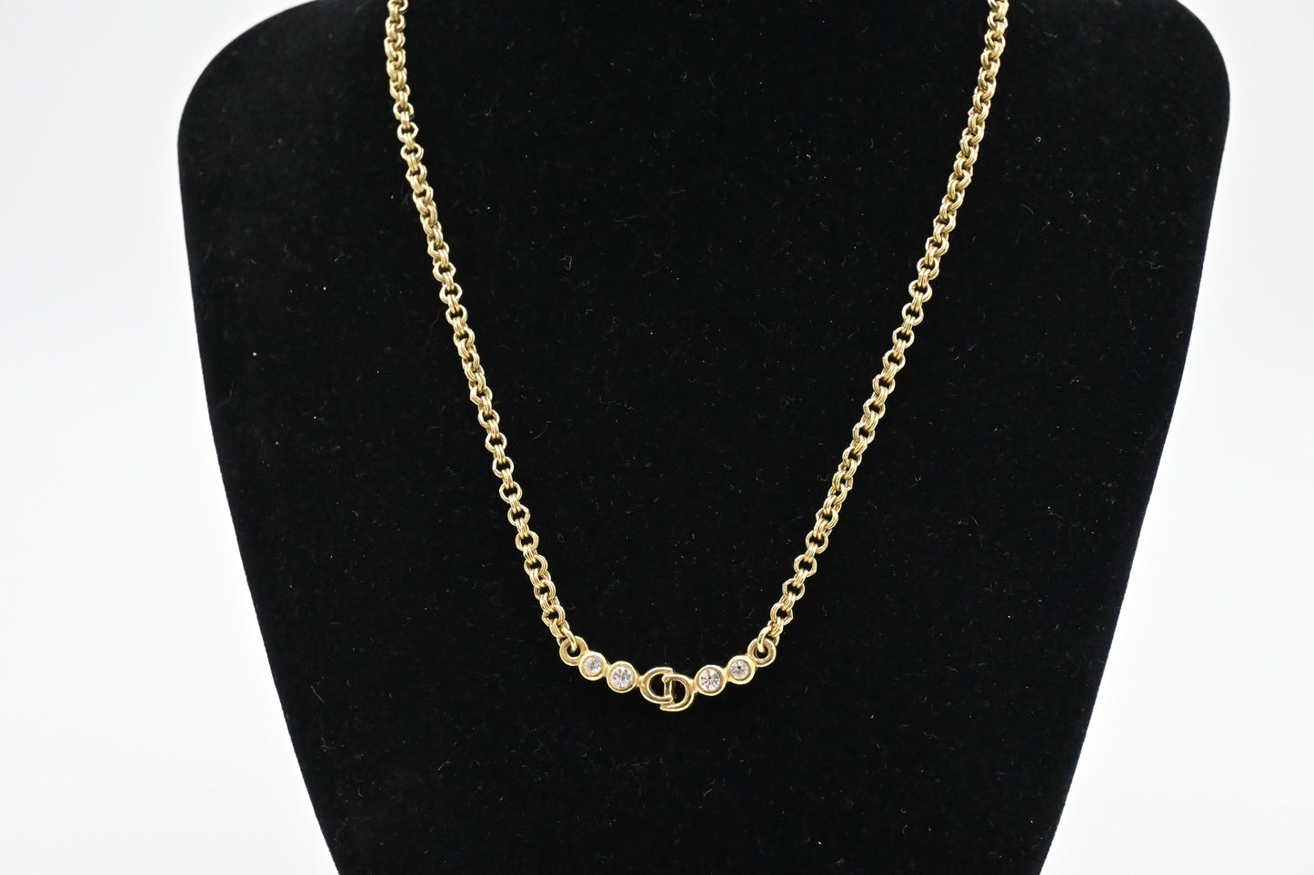 Dior Initials Necklace with Rhinestones