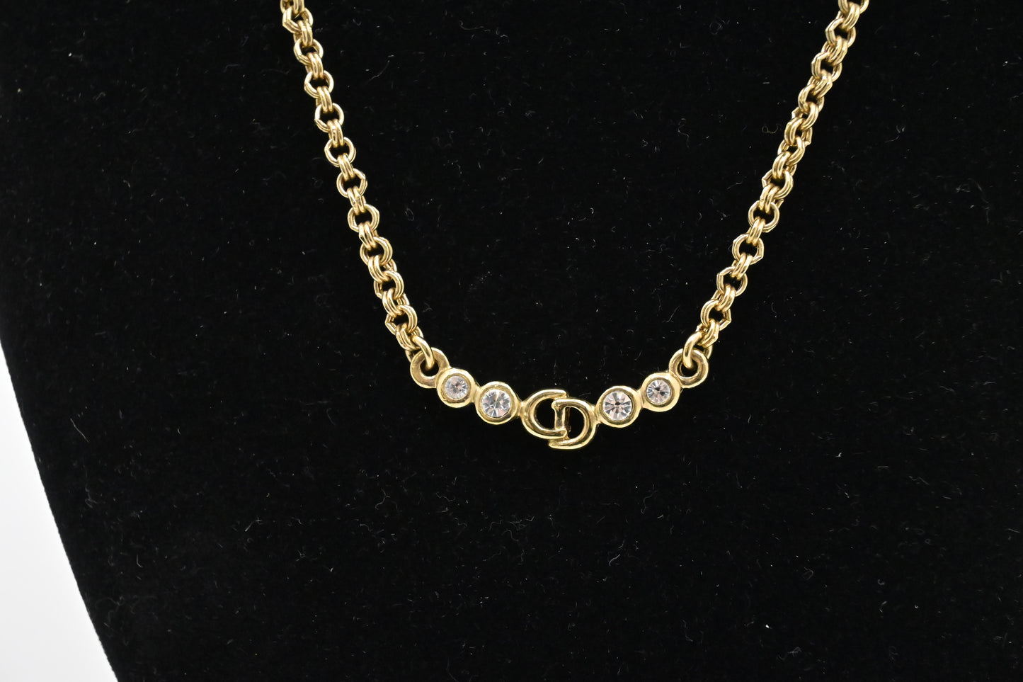 Dior Initials Necklace with Rhinestones
