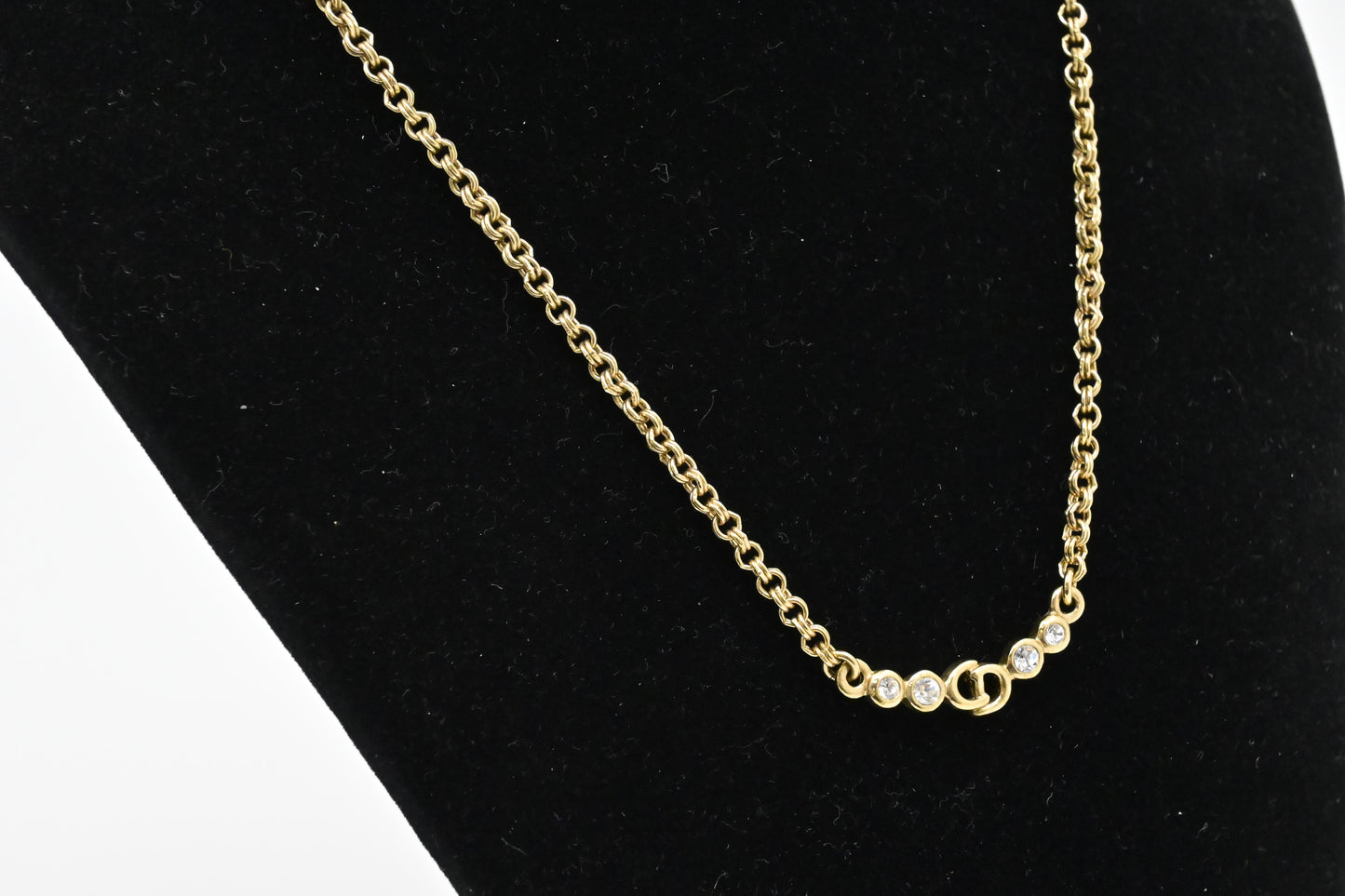Dior Initials Necklace with Rhinestones