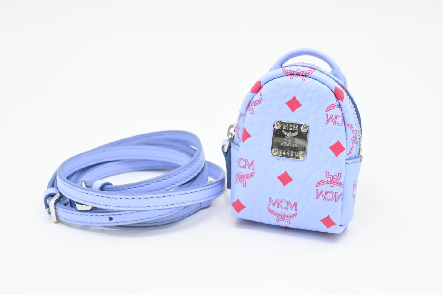 MCM Bag Charm in Light Blue Visetos Canvas
