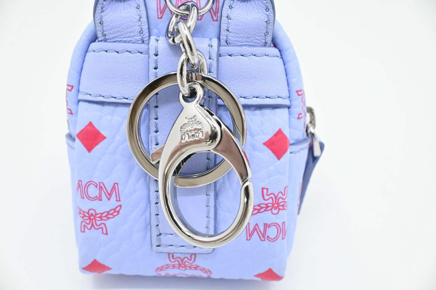 MCM Bag Charm in Light Blue Visetos Canvas