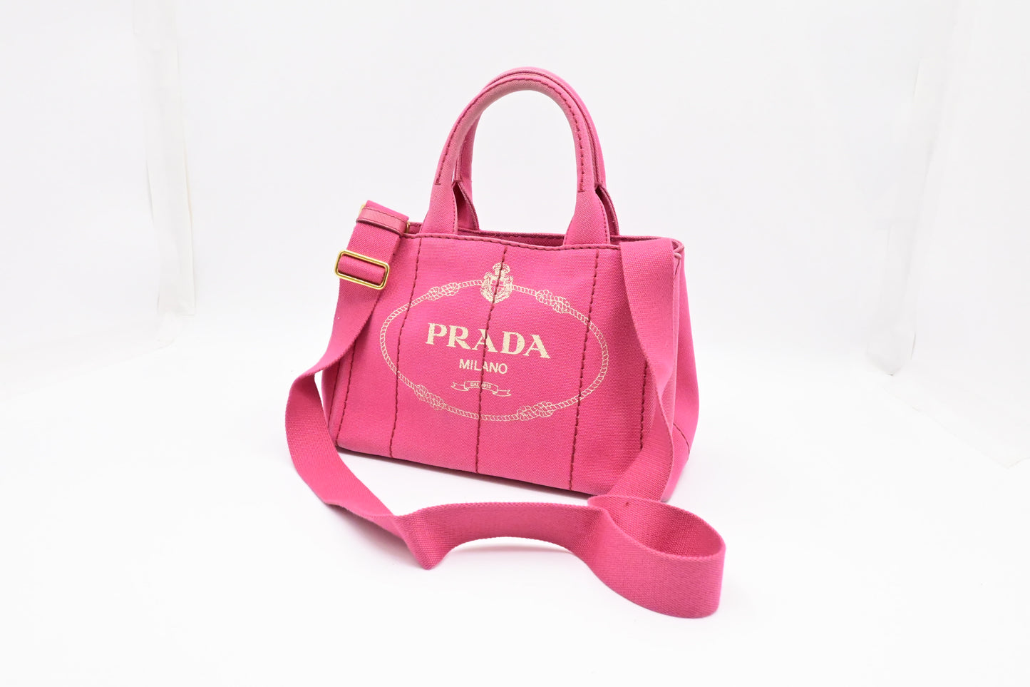 Prada Canapa Tote PM in Pink Canvas