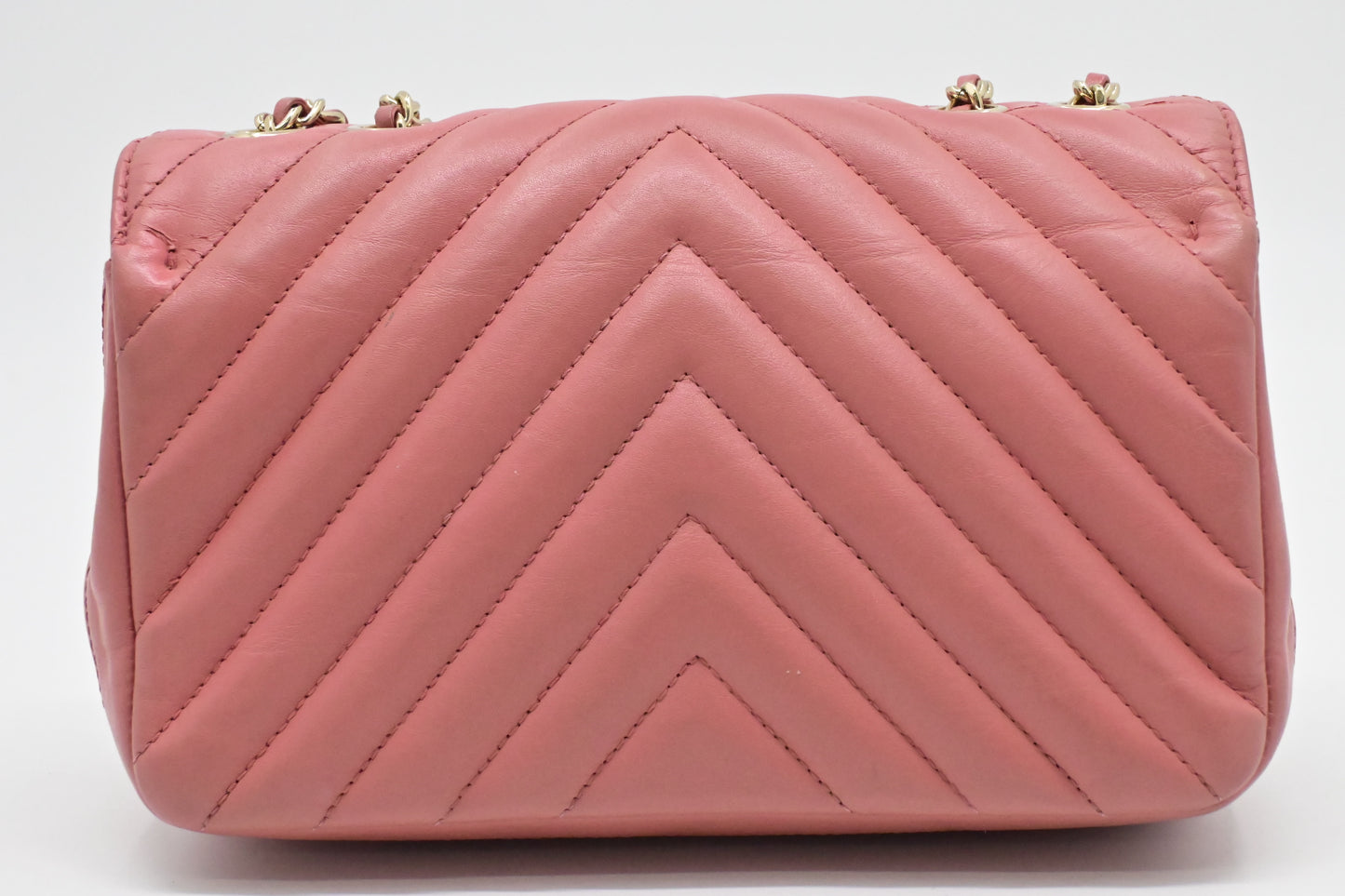 Chanel Small Chevron Flap in Pink Leather