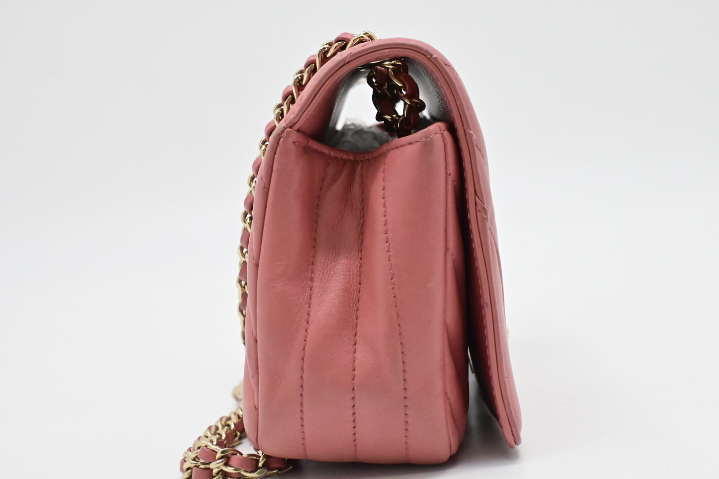 Chanel Small Chevron Flap in Pink Leather