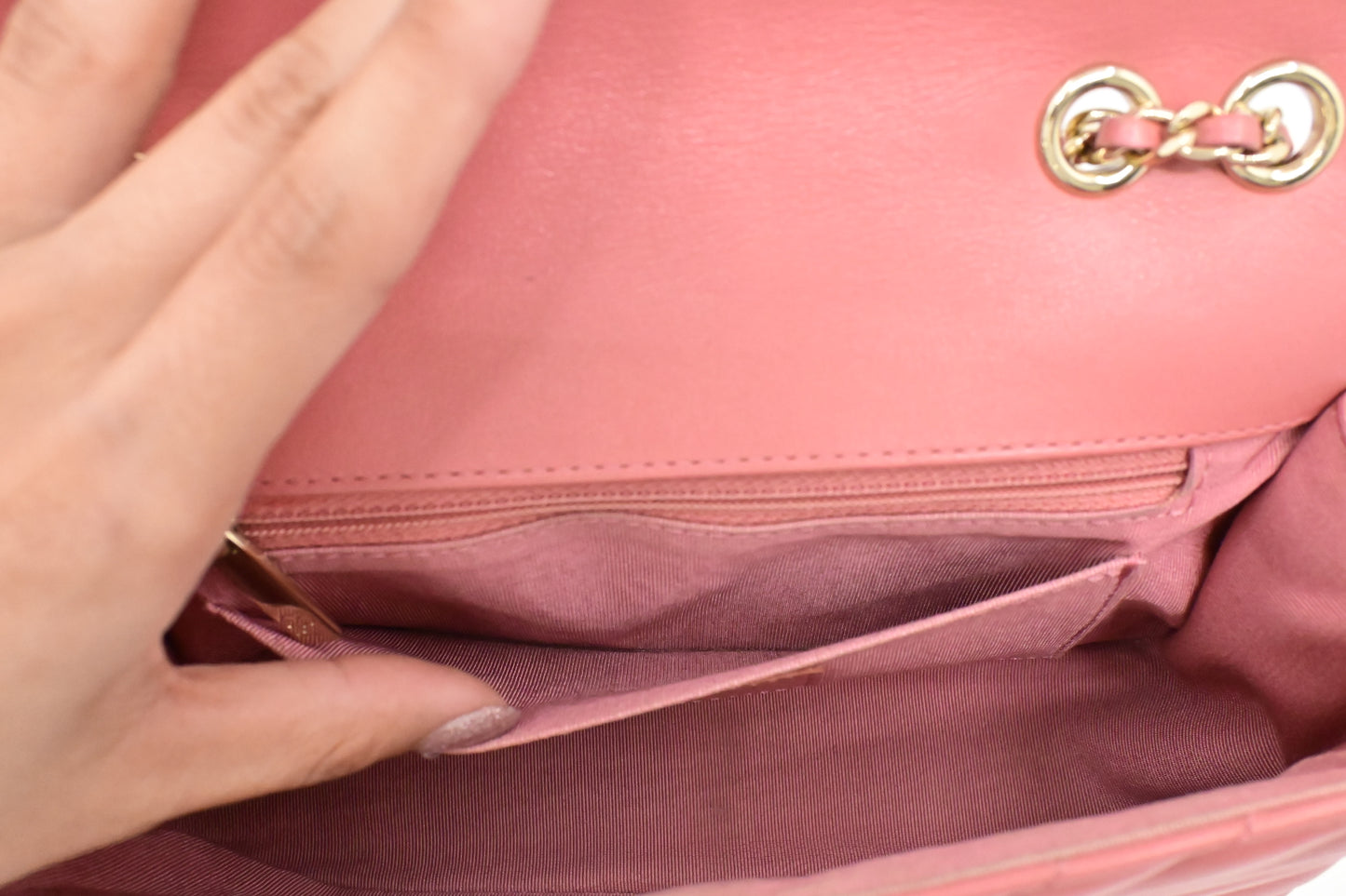 Chanel Small Chevron Flap in Pink Leather