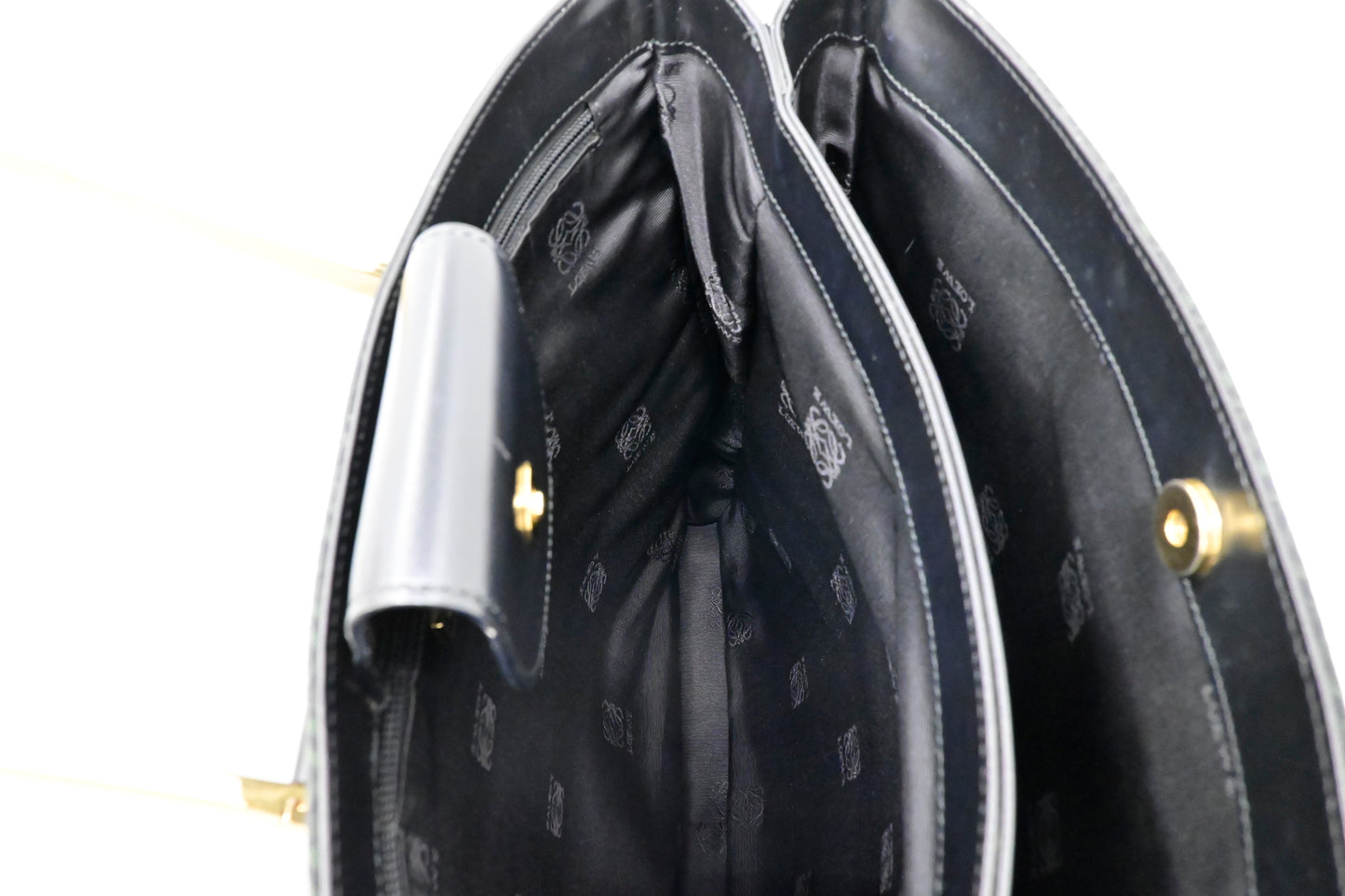 Loewe Anagram Tote in Black & Green Canvas