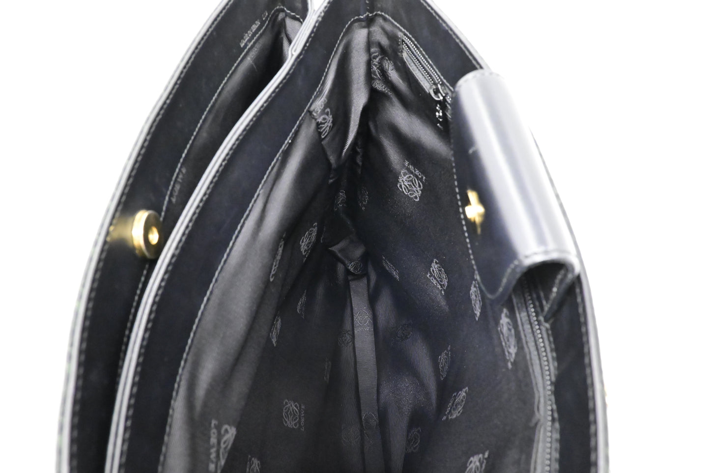 Loewe Anagram Tote in Black & Green Canvas