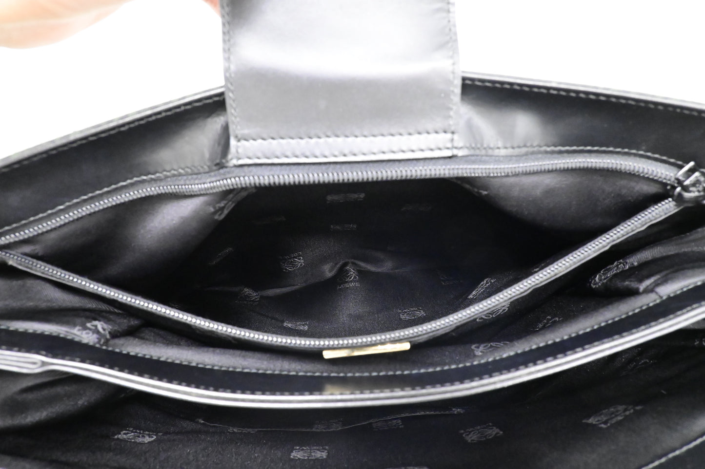 Loewe Anagram Tote in Black & Green Canvas