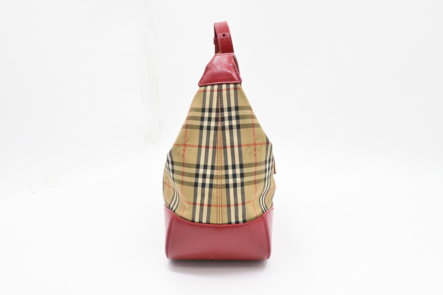Burberry Shoulder Bag in Checked Canvas & Red Leather