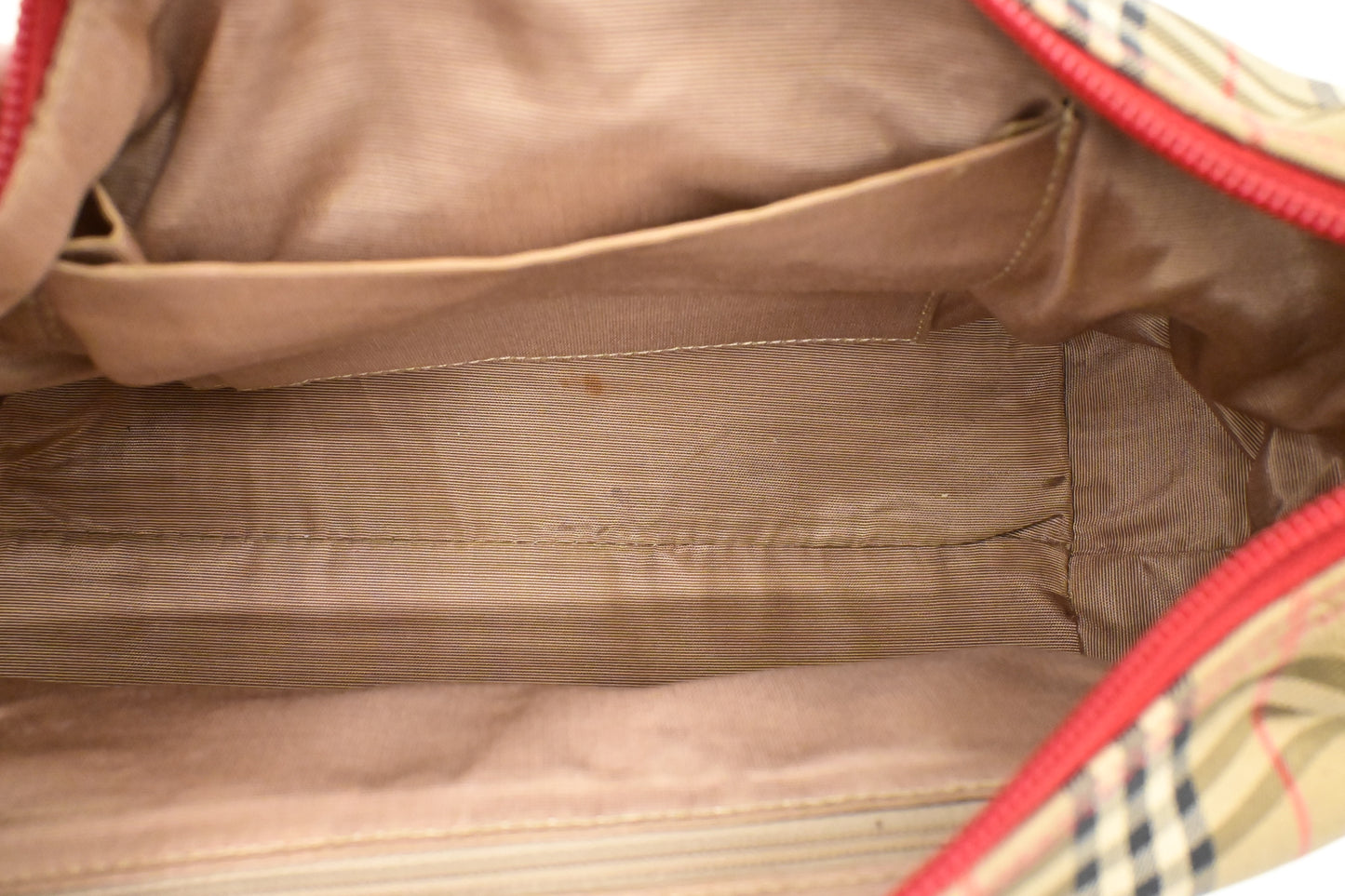Burberry Shoulder Bag in Checked Canvas & Red Leather