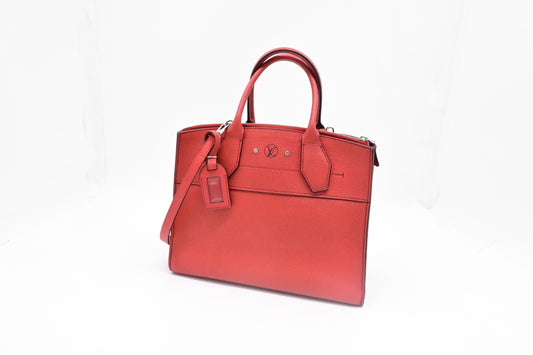Louis Vuitton City Steamer MM in Red Taurillon Leather