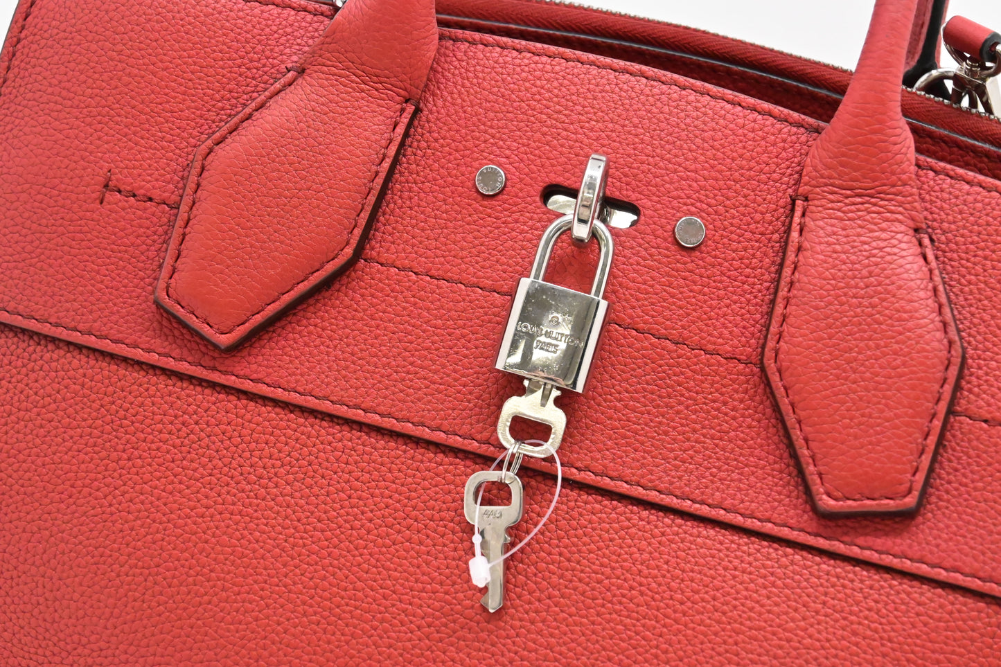 Louis Vuitton City Steamer MM in Red Taurillon Leather