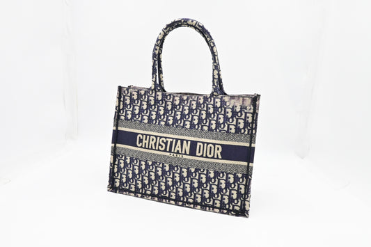 Dior Medium Book Tote in Navy Blue Oblique Canvas