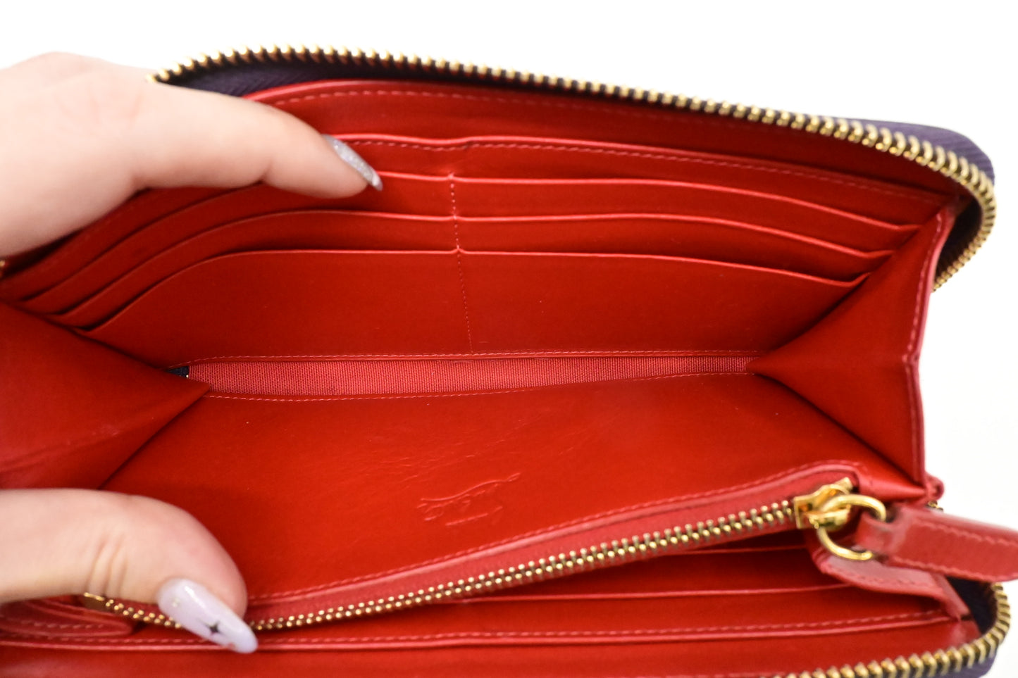 Louboutin Zippy Wallet in Spiked Purple Leather