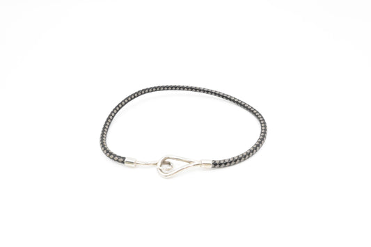 Hermes Jumbo Bracelet in Black and Grey Leather