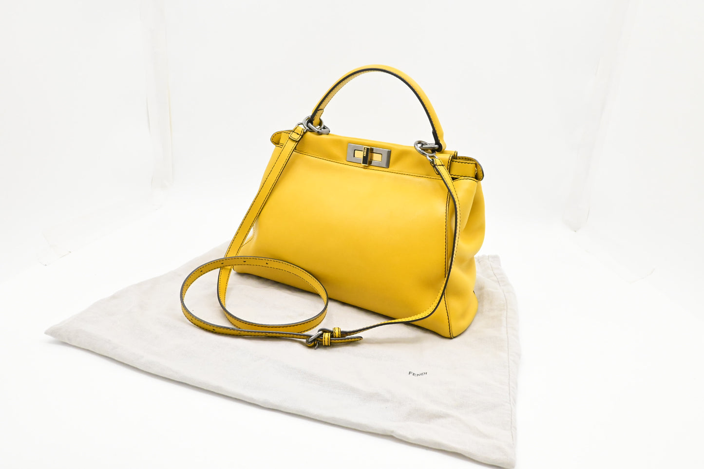 Fendi Medium Peekaboo in Yellow Leather