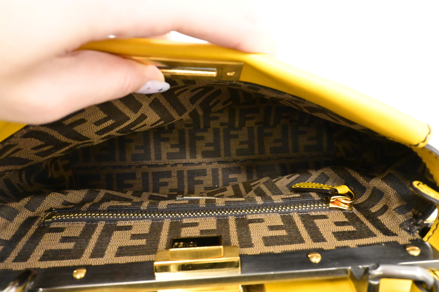 Fendi Medium Peekaboo in Yellow Leather