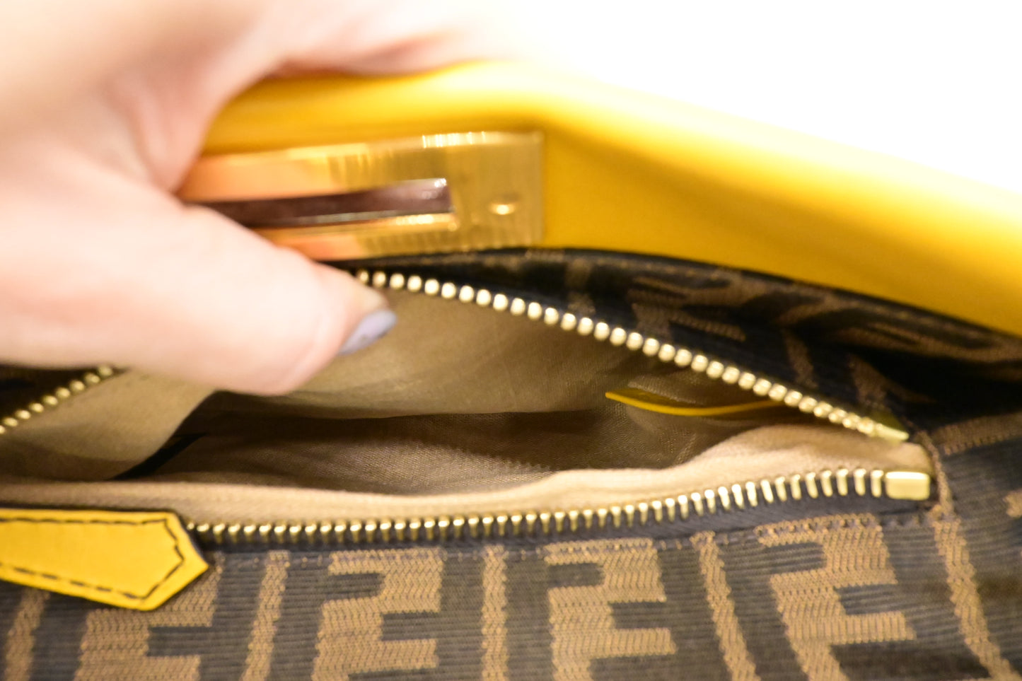 Fendi Medium Peekaboo in Yellow Leather