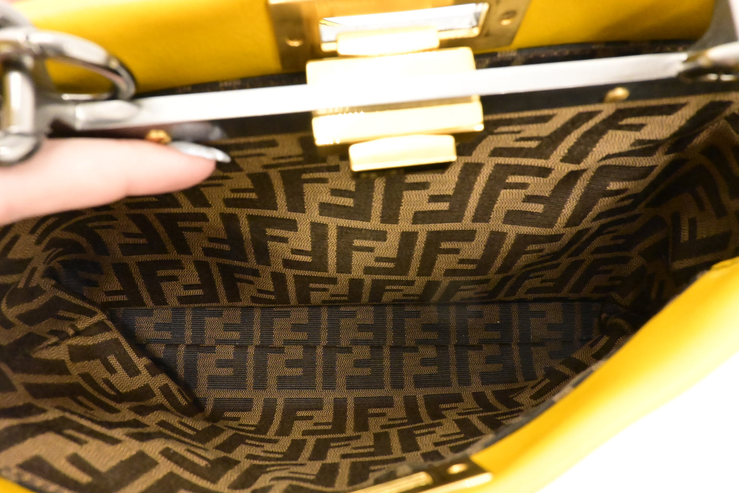 Fendi Medium Peekaboo in Yellow Leather