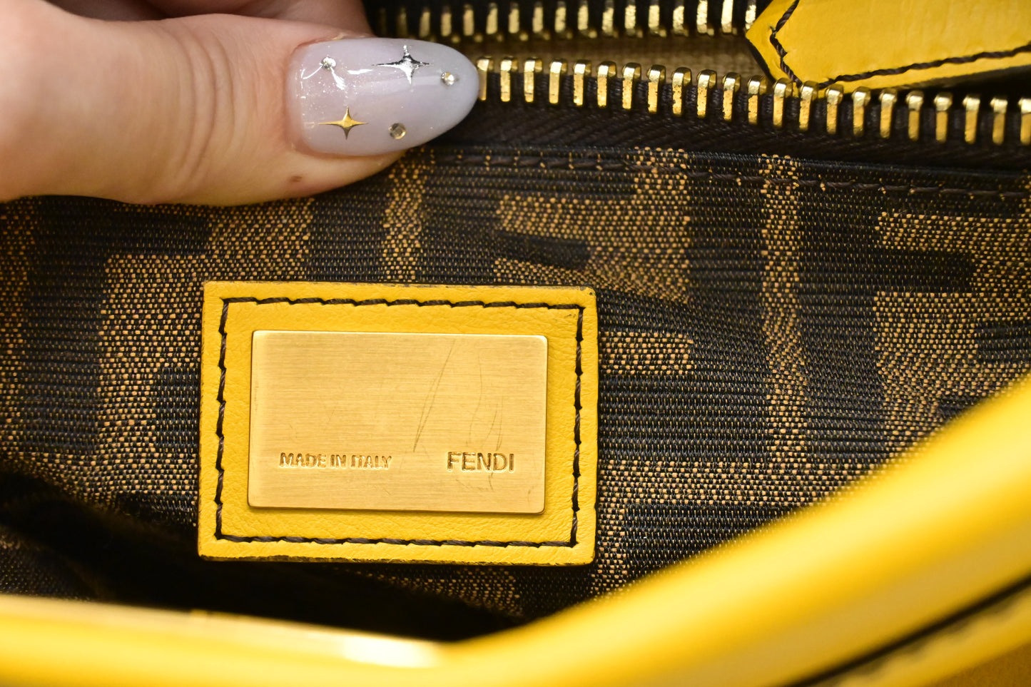 Fendi Medium Peekaboo in Yellow Leather
