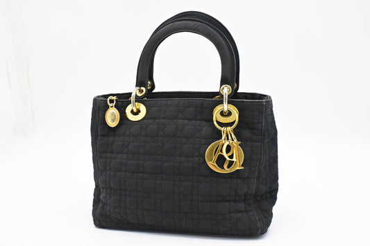 Dior Medium Lady Dior in Black Nylon