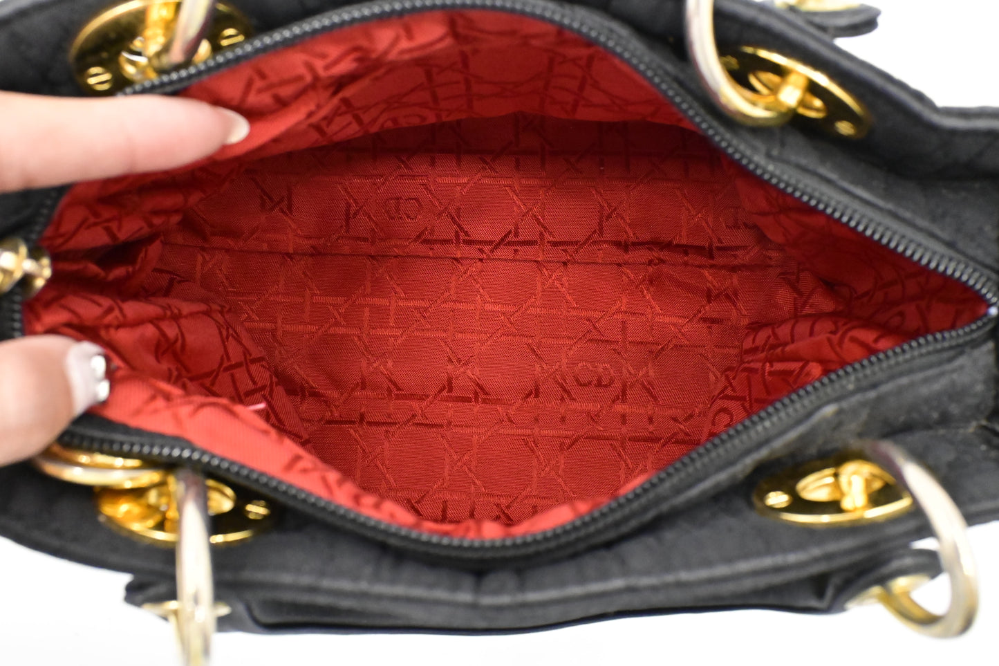 Dior Medium Lady Dior in Black Nylon