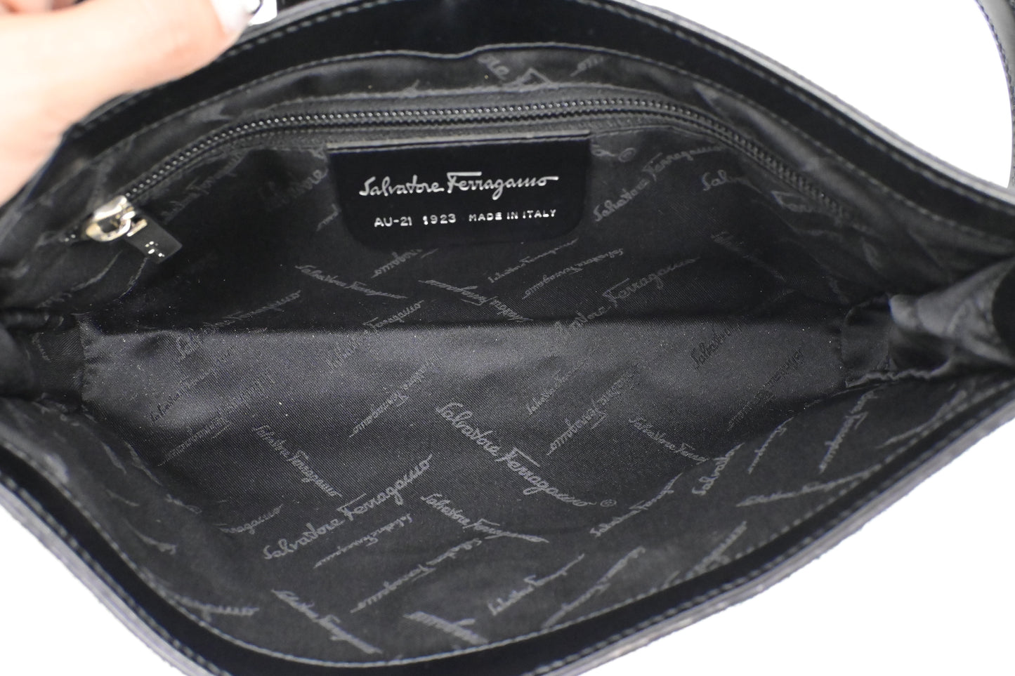Ferragamo Shoulder Bag in Black Suede