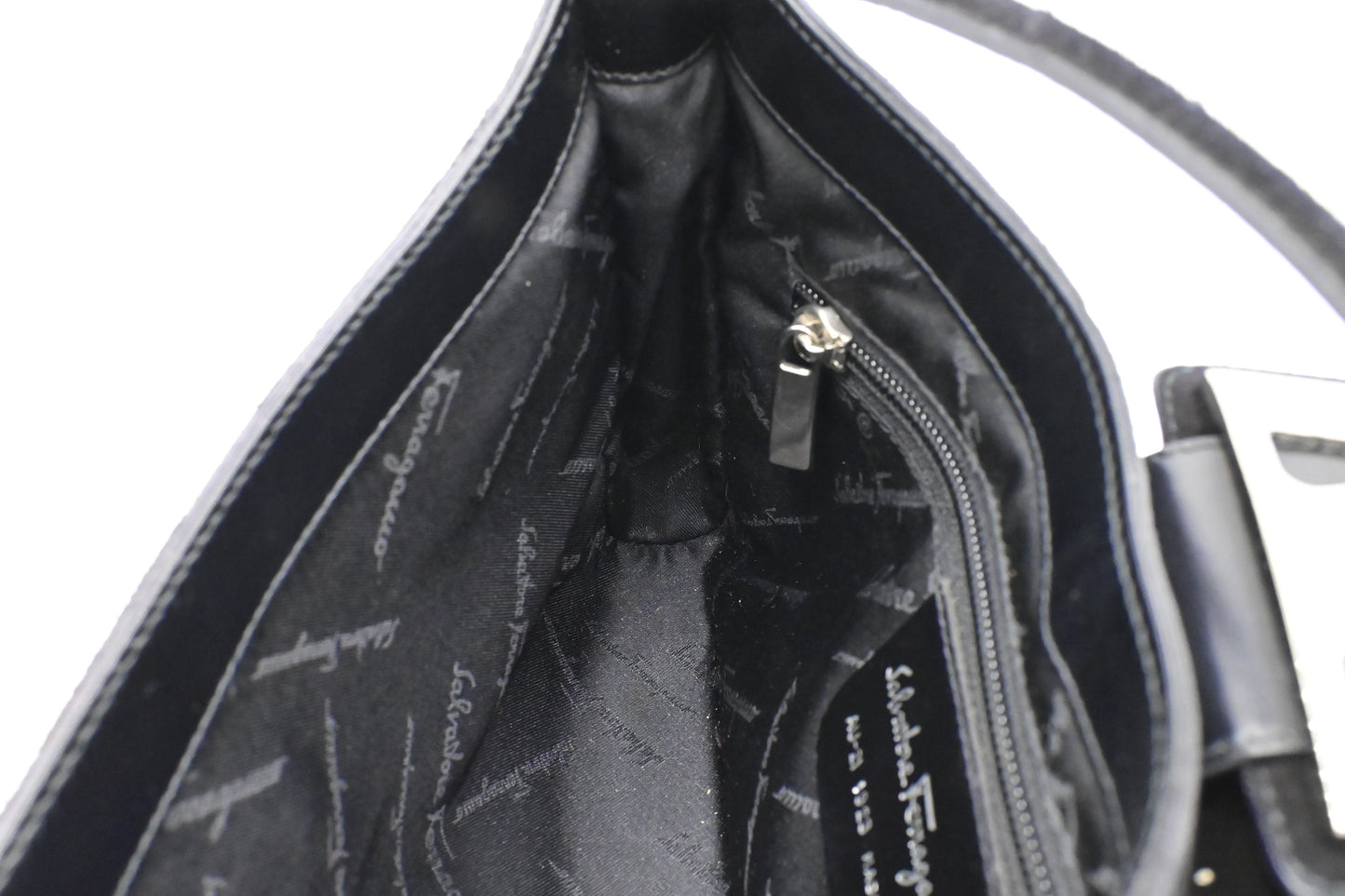 Ferragamo Shoulder Bag in Black Suede