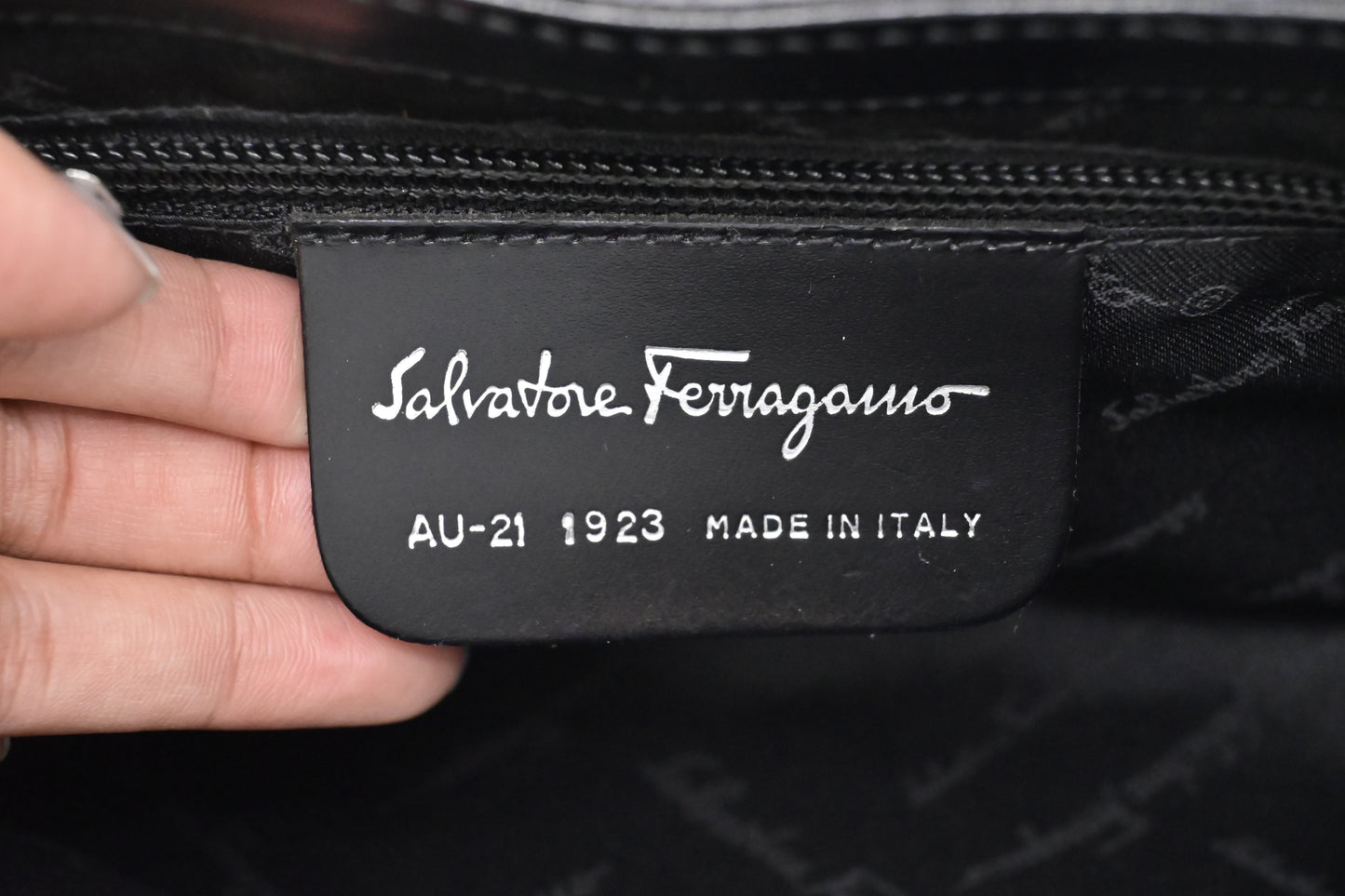 Ferragamo Shoulder Bag in Black Suede