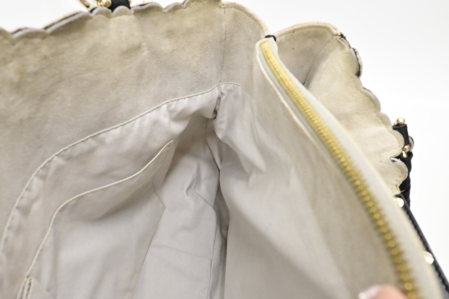 Fendi Tote Flower Embroideries in Beige Canvas